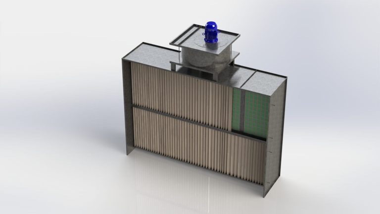 Rear 3D view of the ALWO V extraction wall and filter stages