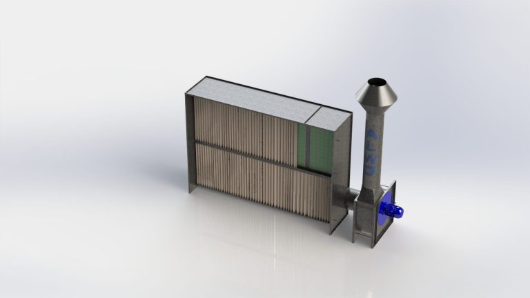 ALWO V configuration with side fan and exhaust stack