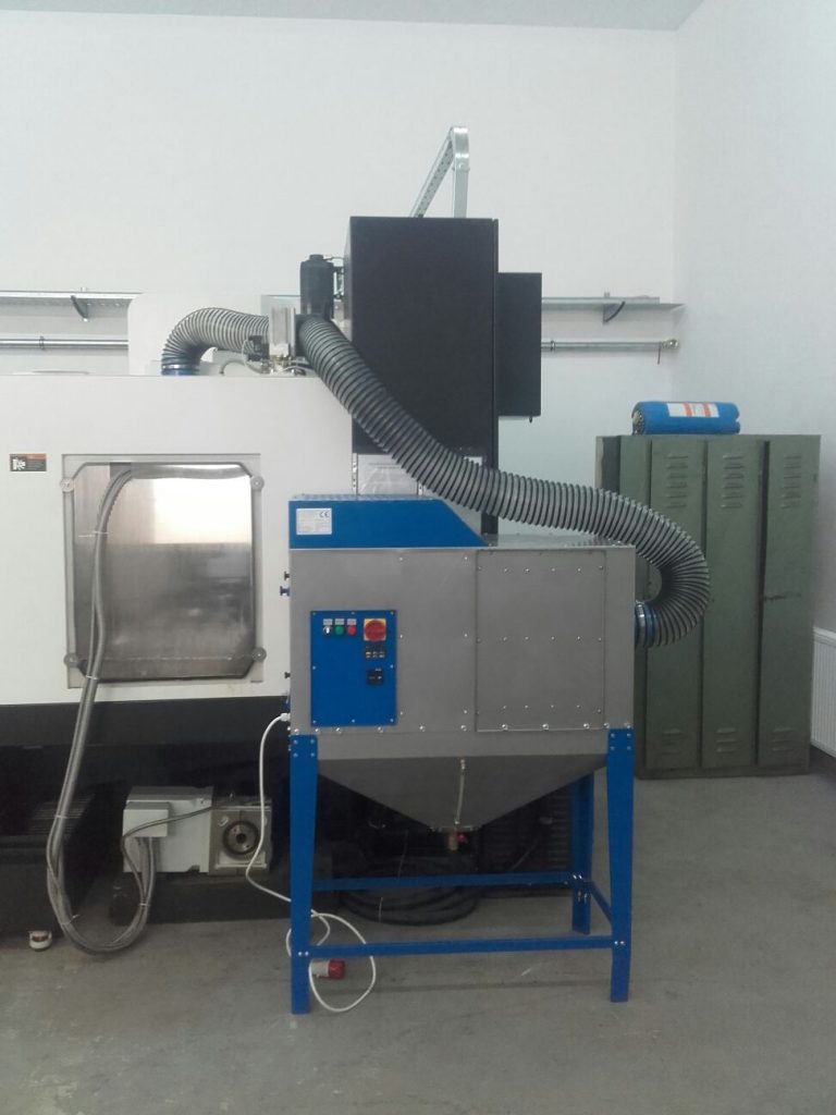 Local ALWO mist collector installed beside a machine tool