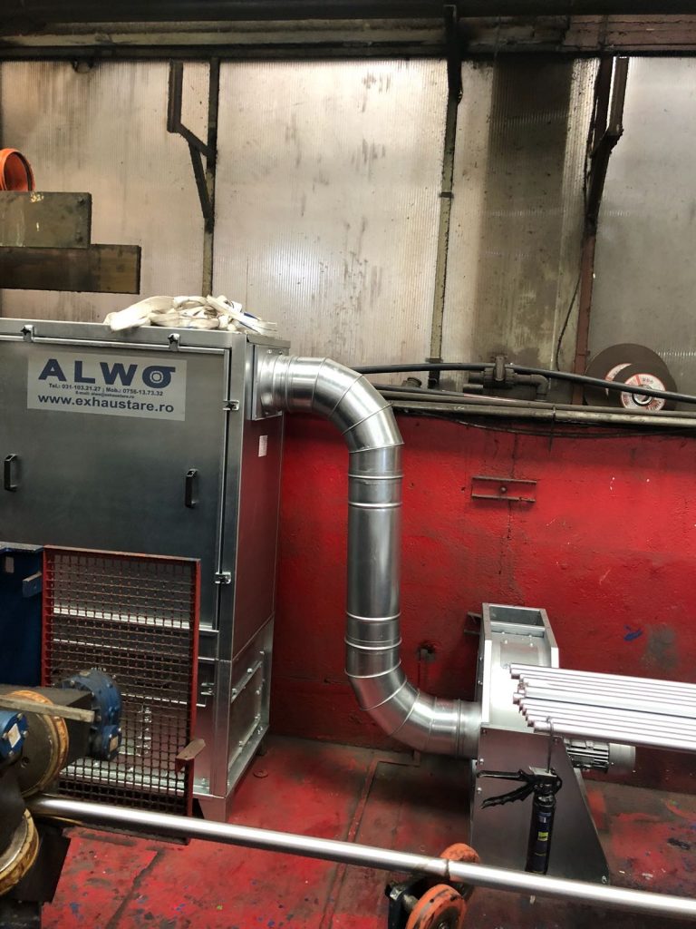 ALWO oil mist collector connected to metalworking equipment