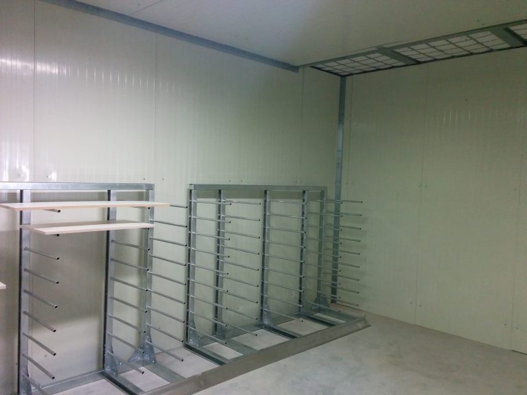 Drying room inside an ALWO enclosure with part racks
