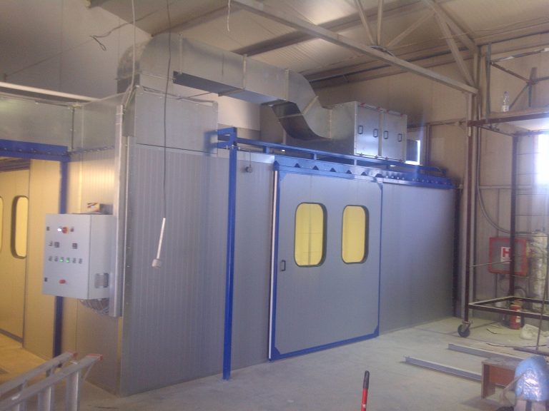 Installed ALWO painting enclosure with wet overspray separation