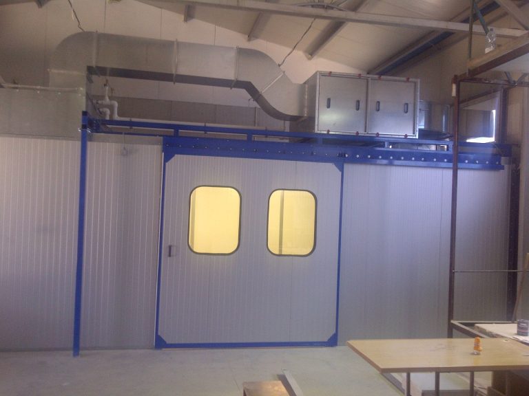 Glazed doors and ductwork of an ALWO pressurised enclosure
