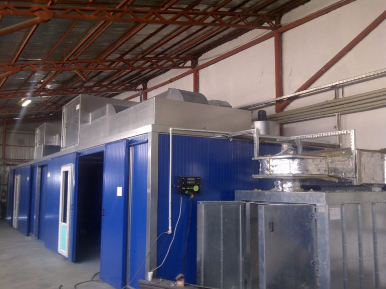 Industrial ALWO enclosure with separate spraying and drying zones