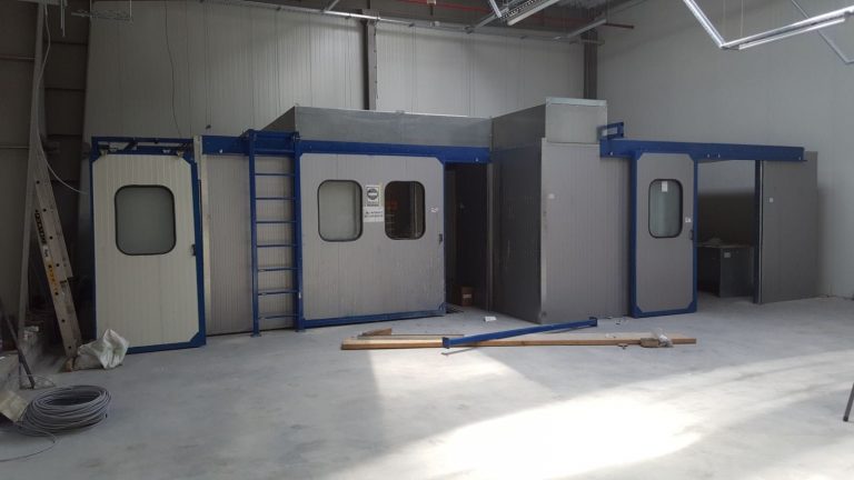 ALWO spray and drying enclosure during installation