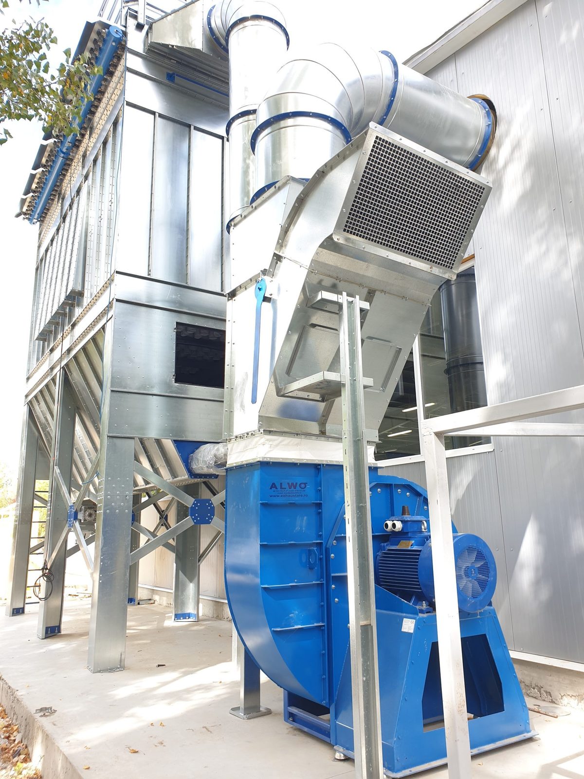 Detail of an ALWO SFPJ installation with fan and ductwork