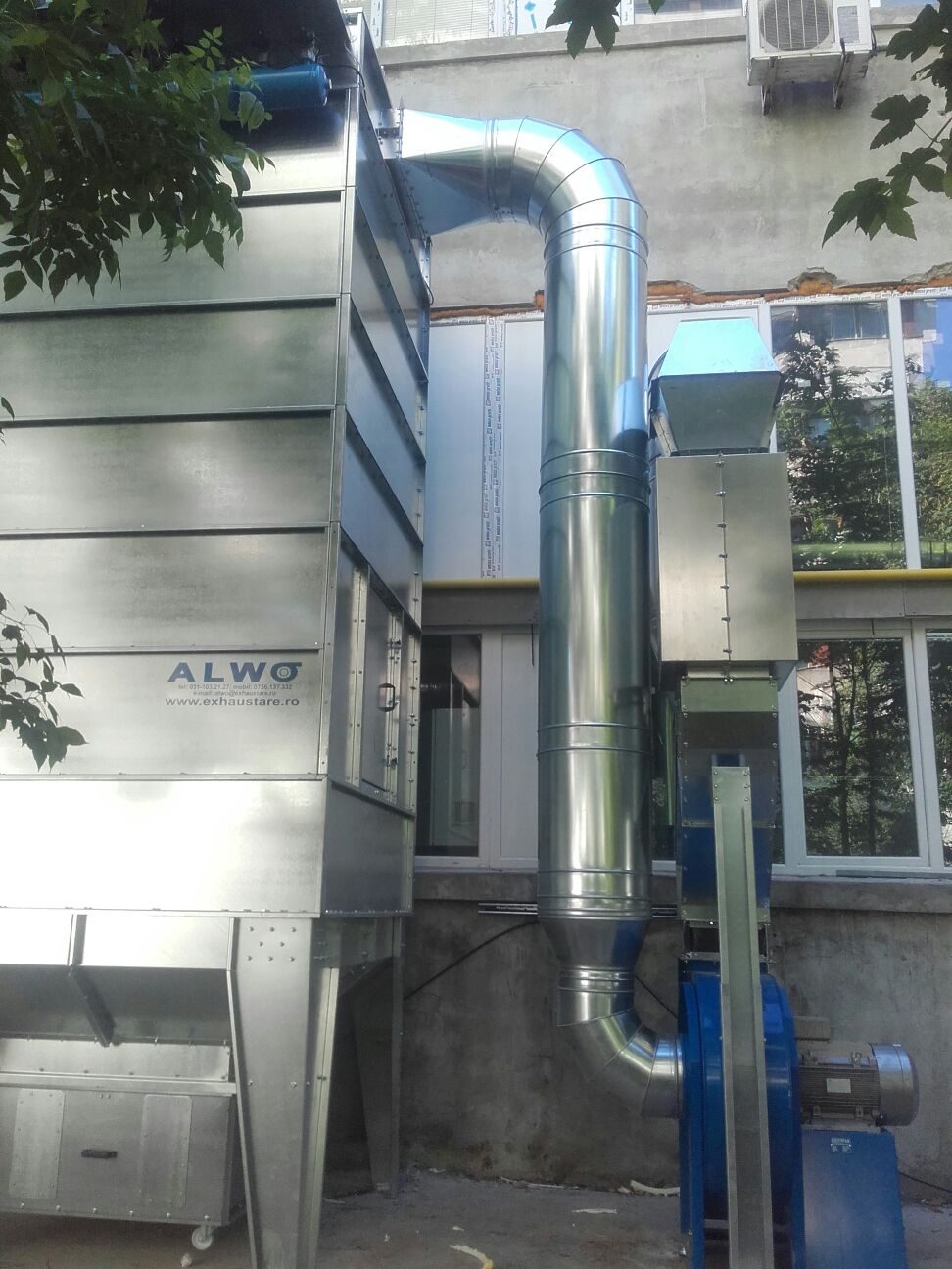 ALWO SFPJ system with centrifugal fan and metal ductwork