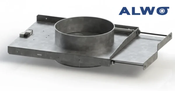 Clapetă ghilotină acționată electro-pneumatic pentru tubulatură circulară